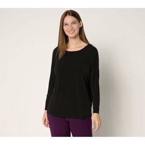 Susan Graver Women's Top Sz S Essentials Liquid Knit Long Dolman Black A696197